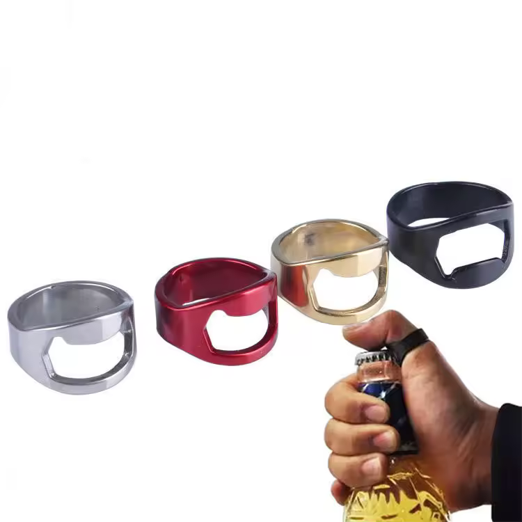 Men's Unique Novelty Stainless Steel Finger Ring Custom Beer Wine Bottle Opener Wholesale Openers