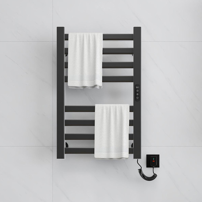 Space Aluminum Adhesive Electric Heated Towel Rack Bathroom Drying Waterproof Black Rail Towel Rack