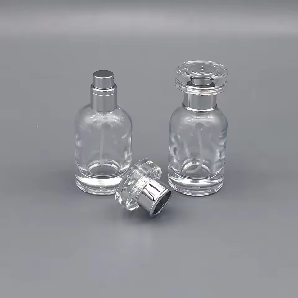 L Premium 30ml Silver Round Cap Perfume Bottle With Portable Cosmetic Spray Exquisite Glass Bottle For Packaging Jars