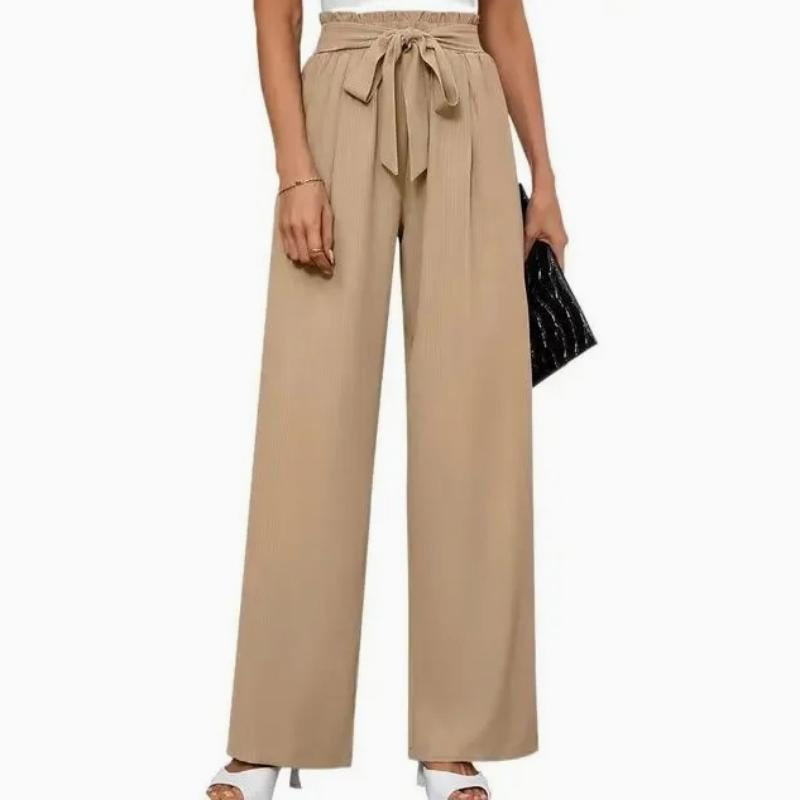 Women Breathable Solid Color Wide-Leg Pants Trousers for Spring