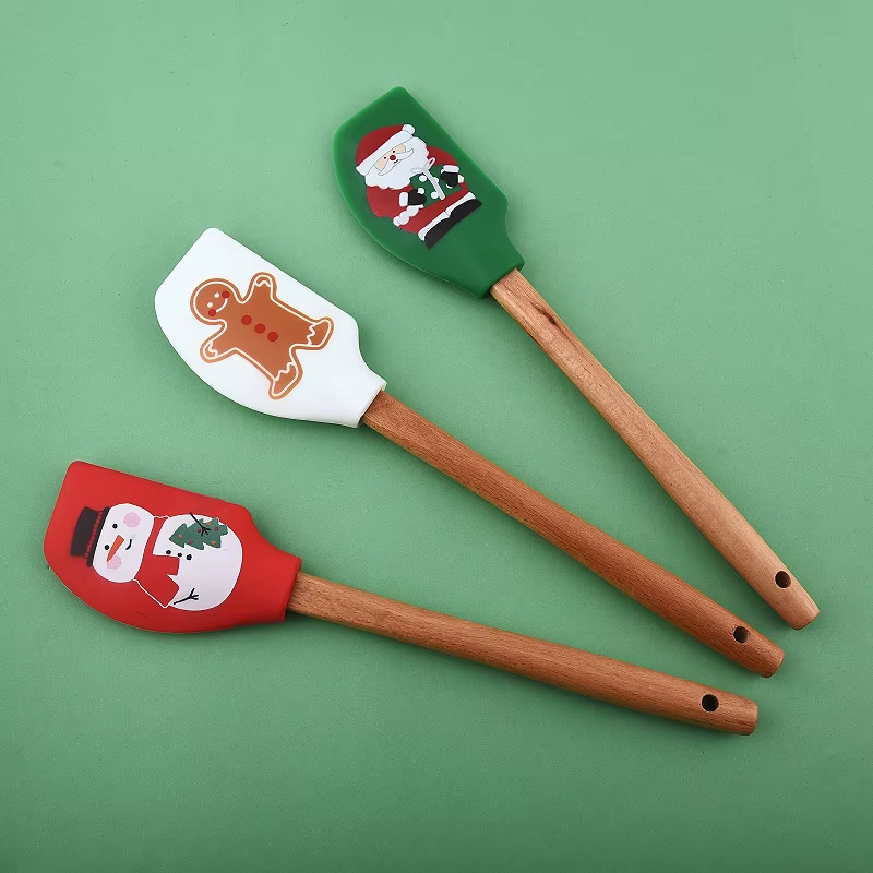 Christmas Theme Silicone Spatula Heat Resistant Baking Utensils