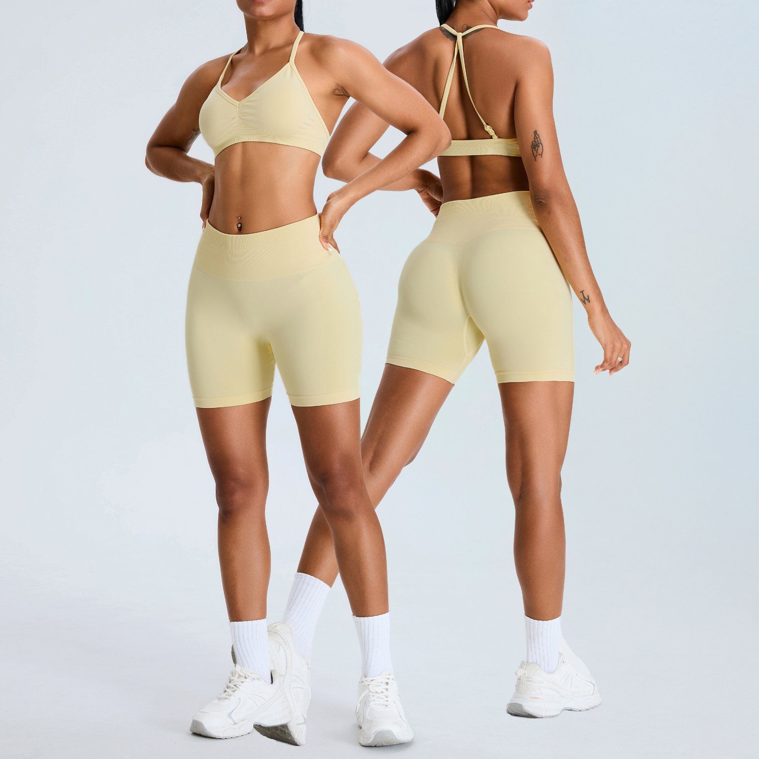 Seamless Peach Yoga Shorts for Women with Lifted HIPS