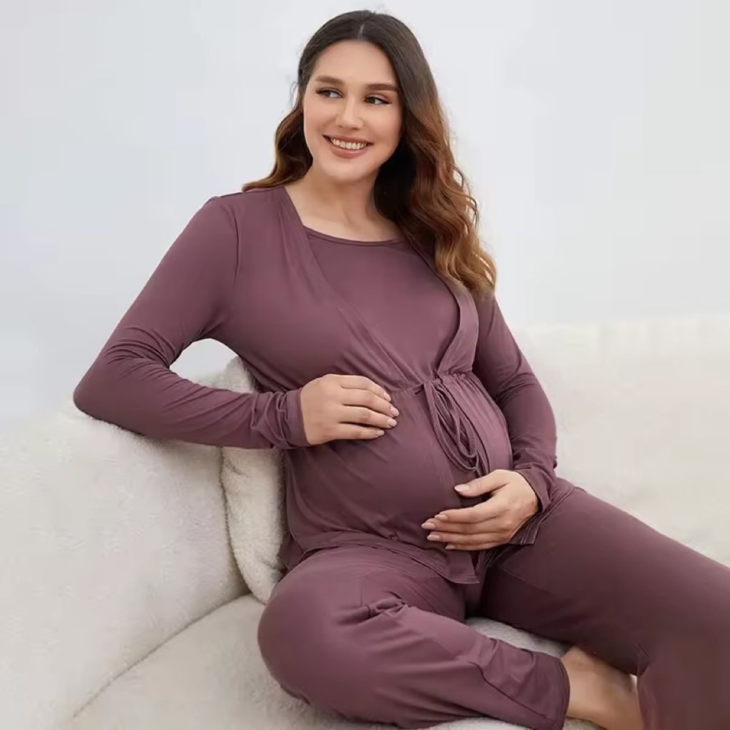 New Design Nursing Maternity Set Bamboo Loungewear Set Pregnant Sleepwear