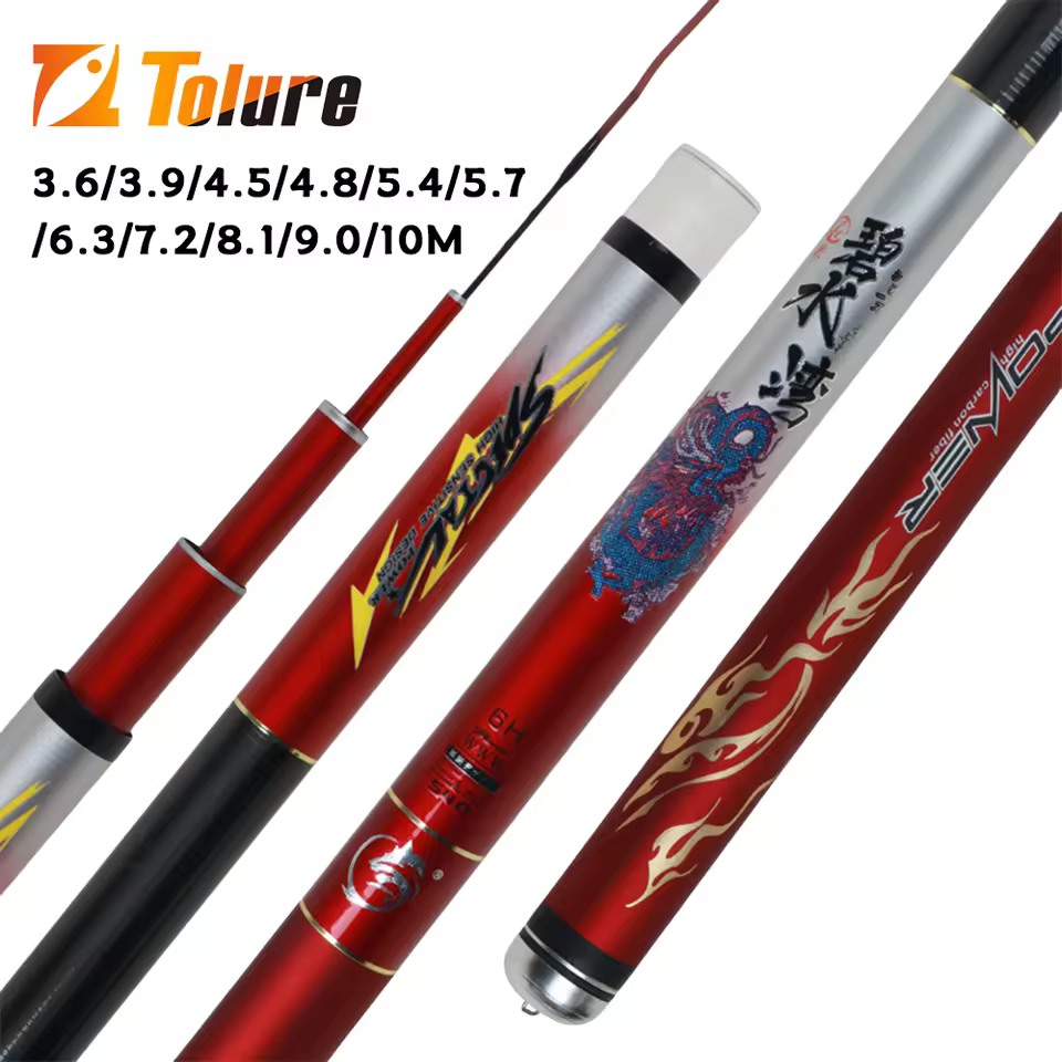 Taiwan Fishing Rod 3.6m-10m Long Section Hand Rod Carbon Super Light Super Hard Recreational Wild Fishing Carp Fishing Rod