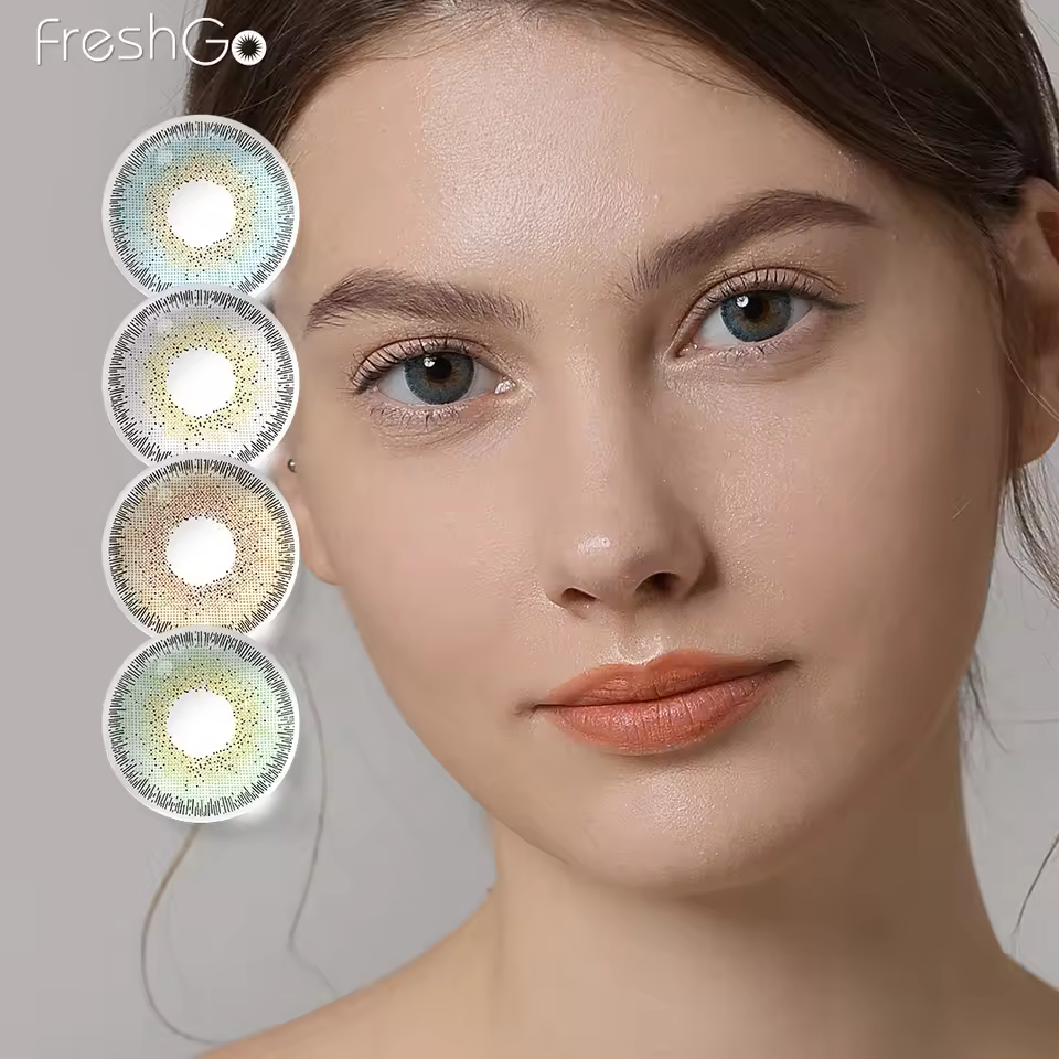 Freshgo Yearly Cheap Colored Contact Lenses 14.2mm Natural Circle Lentes De Contacto Wholesale Contacts For Blue Eyes