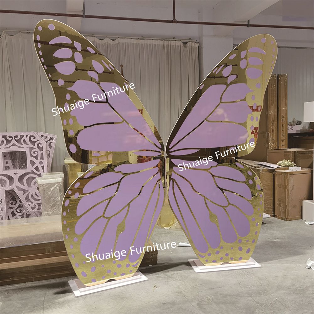 Hotel Wedding Party Furniture Wholesale Price Gold and Purple Color PVC Backdrop