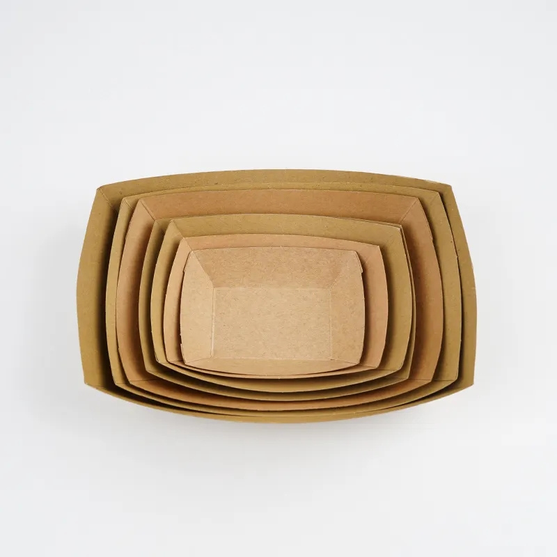 100% Compostabl Paper Sushi Boat Tray Biodegradable Paper Food Serving Plates Wholesale for Fastfood Hotel