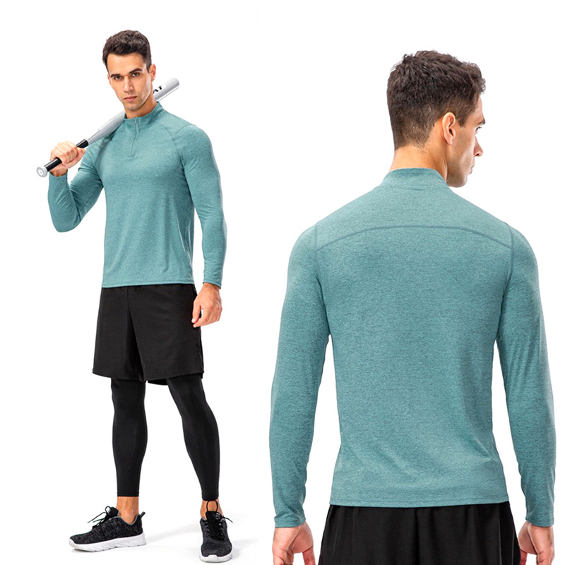 Hot Sale Men′ S Active Slim Fit Quarter Zipper Running Sweatshirt Stand-up Collar Quick Dry Outdoor Athletic Performance Long Sleeve Sports Gym Shirts