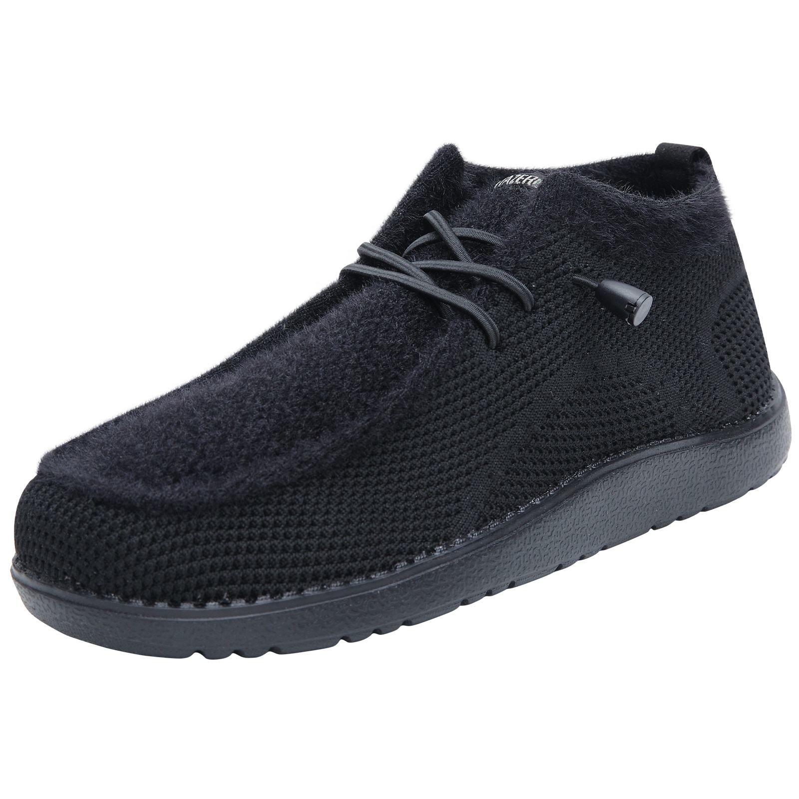 Itazero Wholesale Men Fashion Fur Warm Black Casual Walking Comfortable Soft Winter Shoes Formen