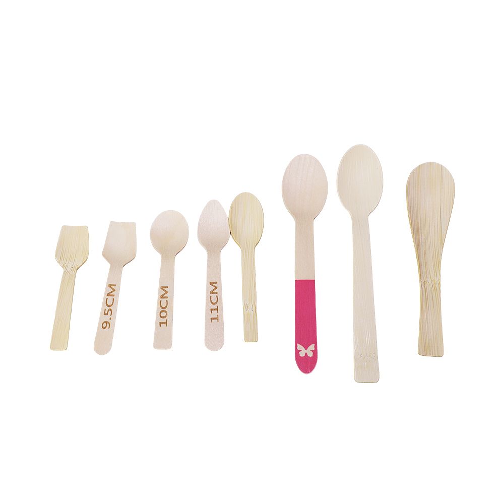 Eco-Friendly Disposable Cake Coffee Wood Cutlery Set Bamboo Cutlery for Fast Food