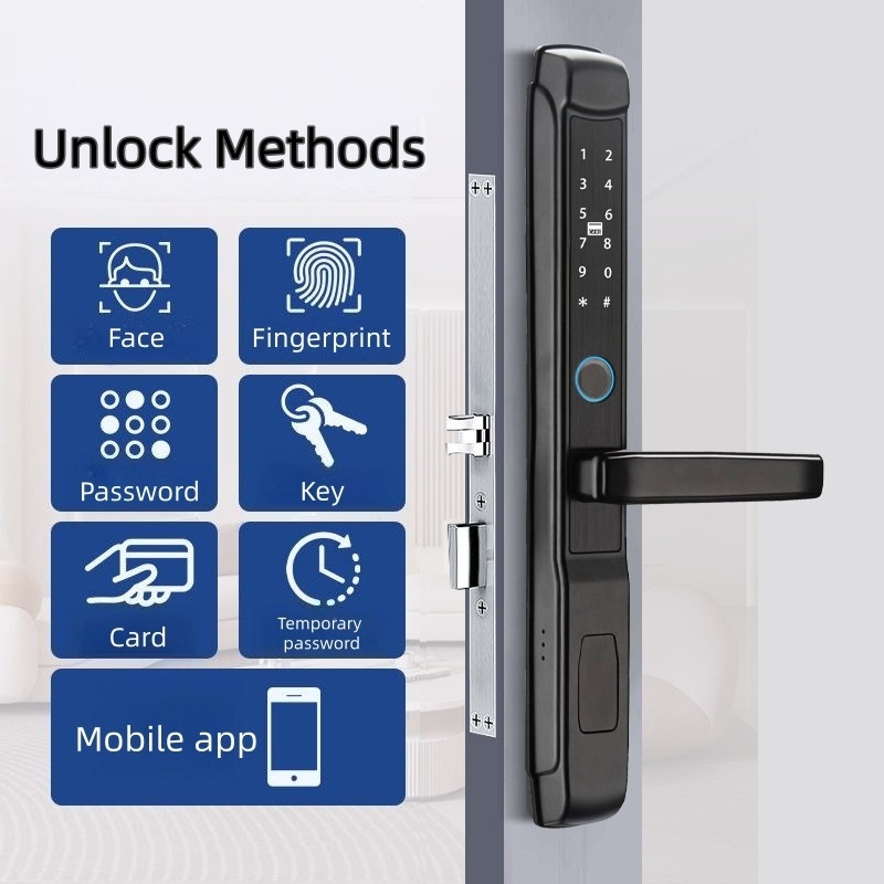 Waterproof House Entrance out Door Gate Handle Fingerprint Lock Tuya WiFi Home Smart Door Lock