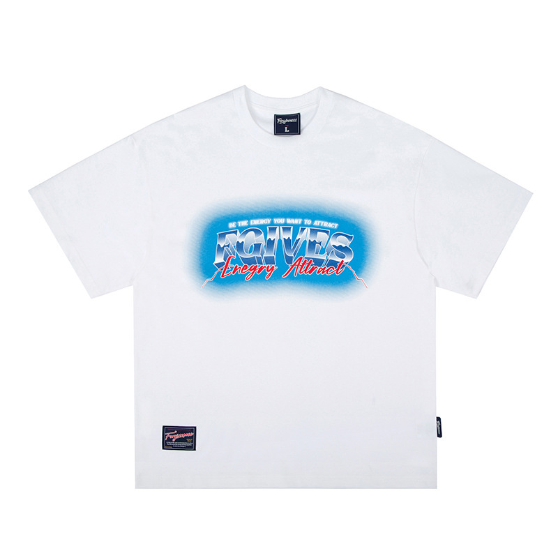 Cotton Breathable T Shirt Wholesale Low MOQ Minimalist Stereoscopic Letter Printing Couple Round Mens Vintage T Shirt