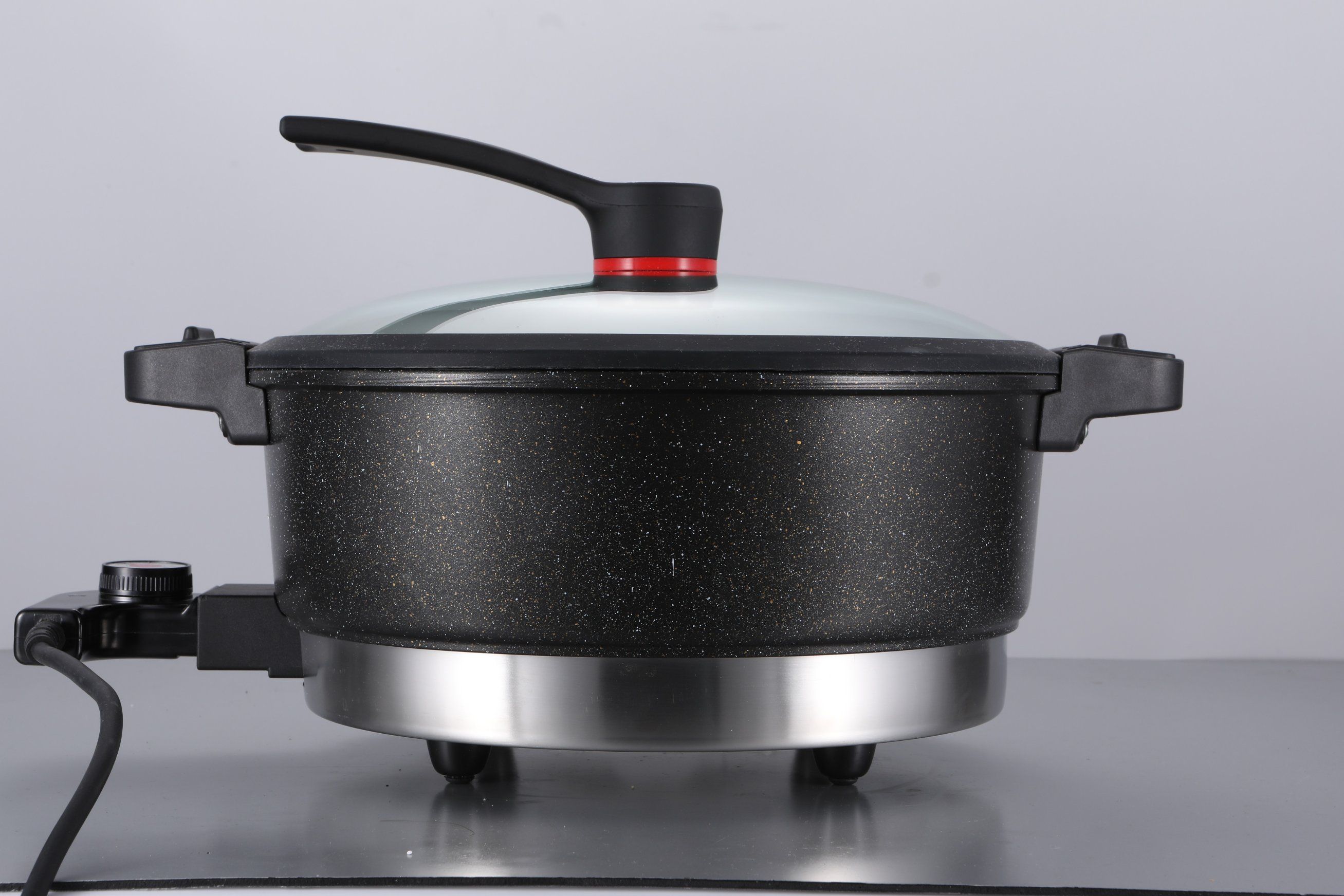 Multi-Function Electric Hot Pot Double Handle Non-Stick Pot with Steamer 32cm