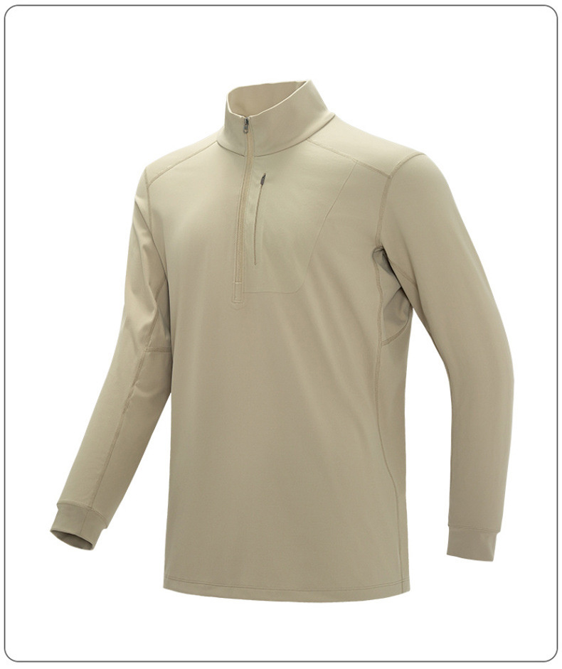 Wholesale Men's Half Zipper Fitness Long Sleeve Shirt Slim Sports Fast Dry Clothes Running Fitness Shirt