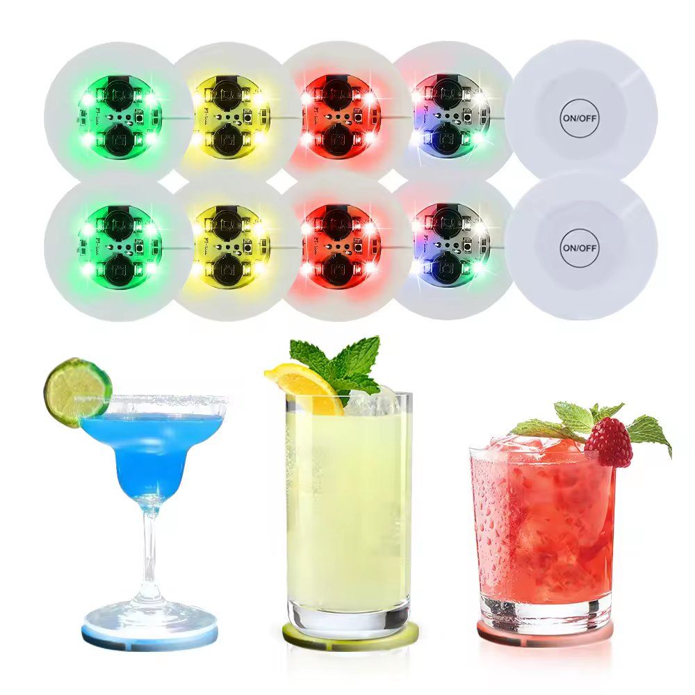 New Arrival LED Bottle Drink Coasters Light with Adhesive Sticker Colorful Light Yellow Green Red LED Cup Coaster for Highland Fusilier Greenore Glengannon