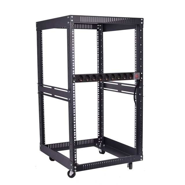 19 Inch 27u Open Frame Rack with 4 Casters and 4 Level Feet