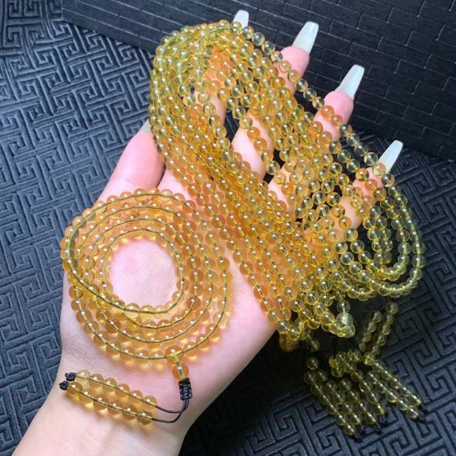 Natural Blue Honey Amber 108 Mala Necklace Premium Baltic Prayer Beads Bracelet