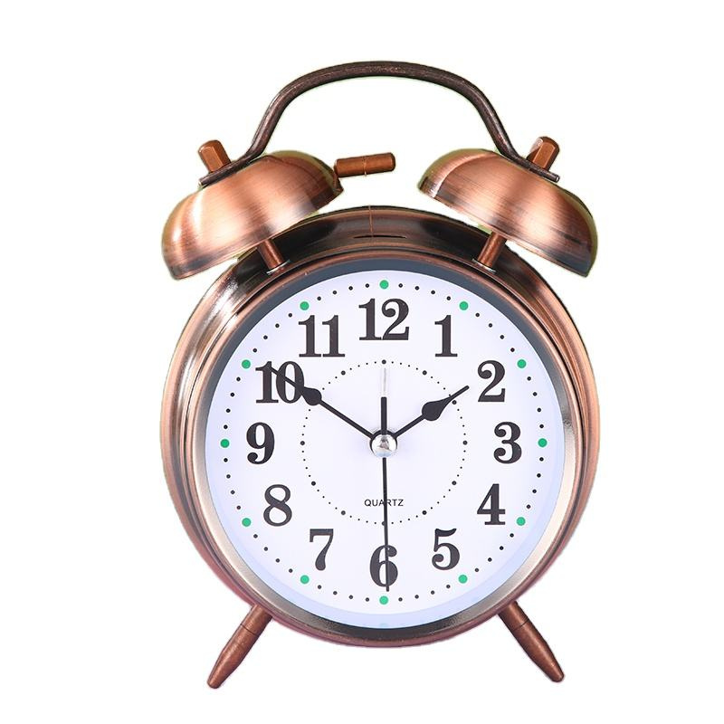 Alarm Clock Factory 4 Inch Retro Metal Double Bell Electroplated Gold