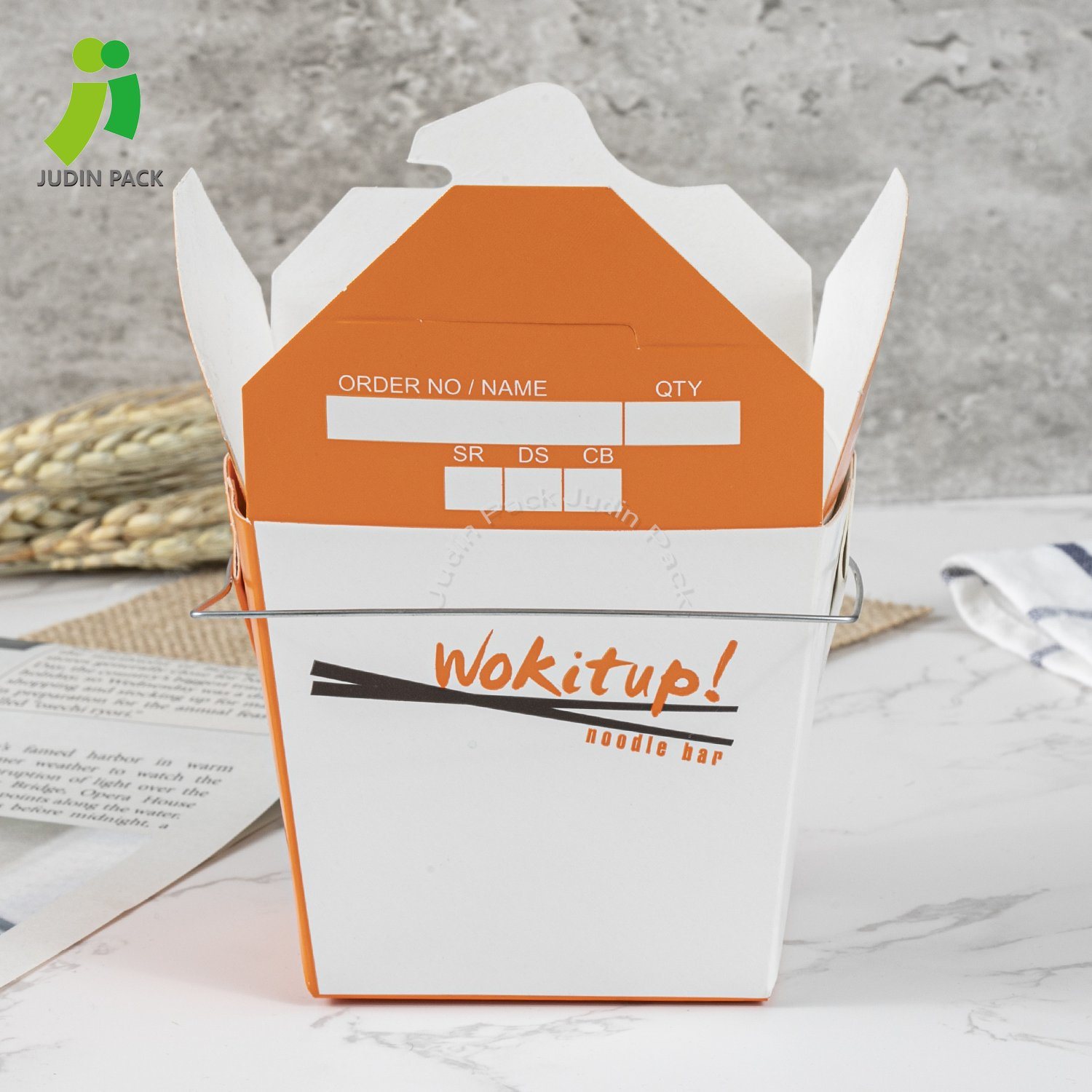 Flexo Printing Disposable Food Grade Kraft Take Away Lunch Boxes Noodle Pasta Paper Box Factory