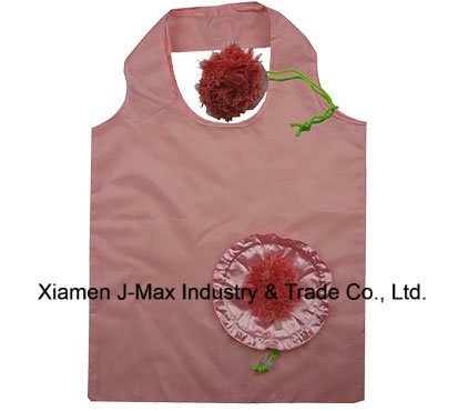 Flower Style Promotional Reuable Foldable Silk Print 190d Polyester Shopping Bag, Eco Gift Tote Handbag -BSCI, Sedex, Brc, Tesco, M&S, Kaufland-ODM&OEM