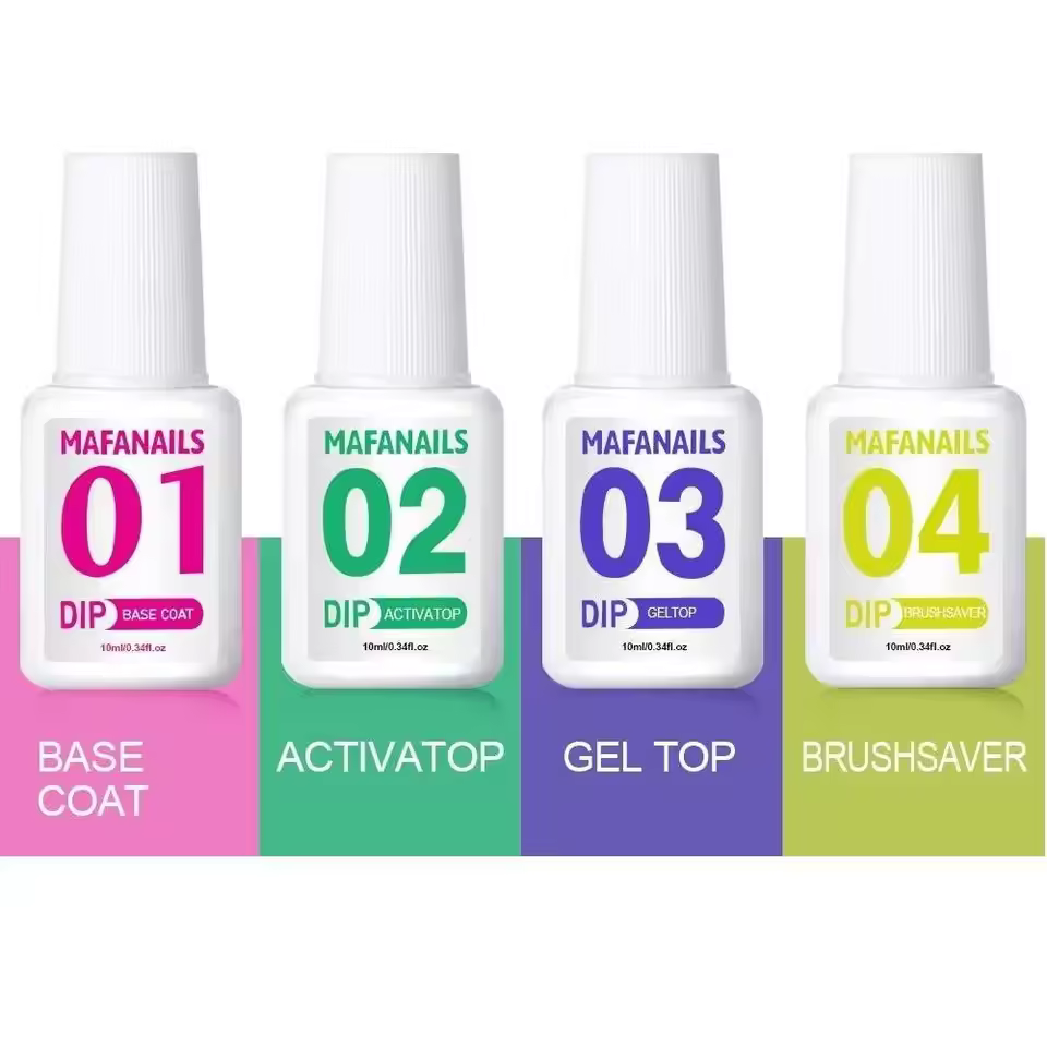 10ml Dipping Powder System Essential Set Base Coat/top Coat/activator/brush Saver Manicure Gel Polish No Nail Lamp Needed