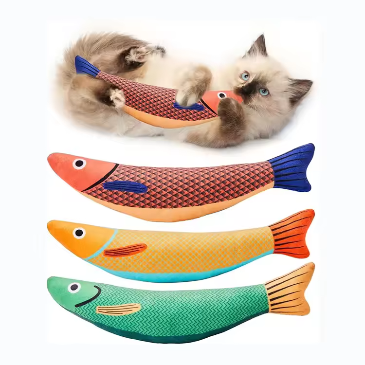 Hot Selling Manufacturer Pet Supplies Toys Chewing Cat Plush Catnip Fish Toys