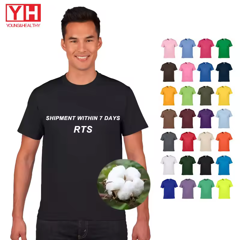 2024 New Arrival Wholesale 100% Cotton Tshirt Puff Printing Logo Graphic Short Sleeve Tees Shirt 180 Gsm Soft Men's T-shirts