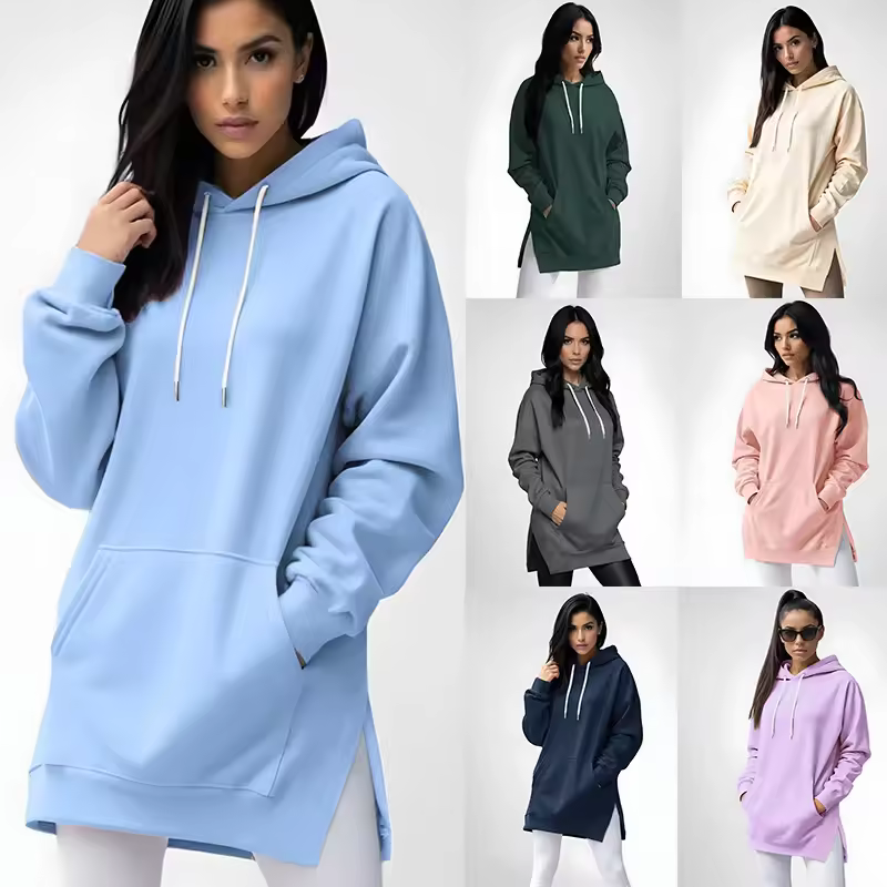 Wholesale New Autumn Women's Drop-shoulder Hoodie Casual Sweatshirt With Hood Trendy Streetwear Pullover Long Hoodies In Stock