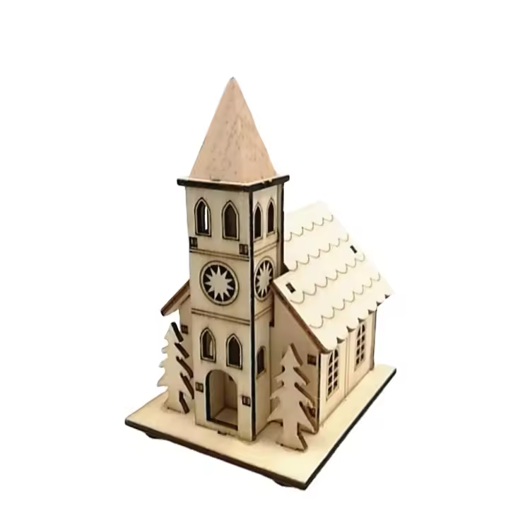 Christmas Decorations Glowing Log Cabin Snow House Xmas Tree Home Decor Diy Gifts Sets Window Ornaments Wood Crafts