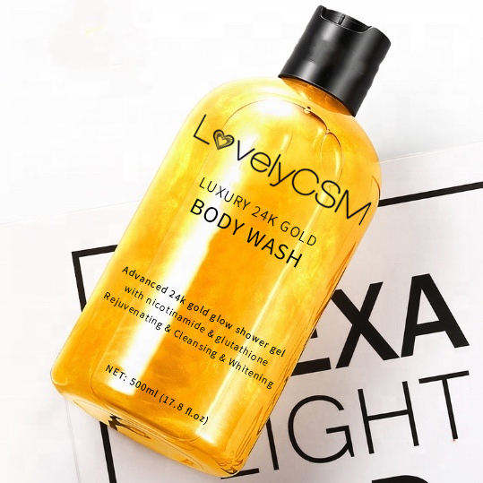 Oem Wholesale 500ml Rejuvenating Moisturizing Cleansing Whitening Liquid Soap 24k Gold Body Shower Gel Organic Body Wash