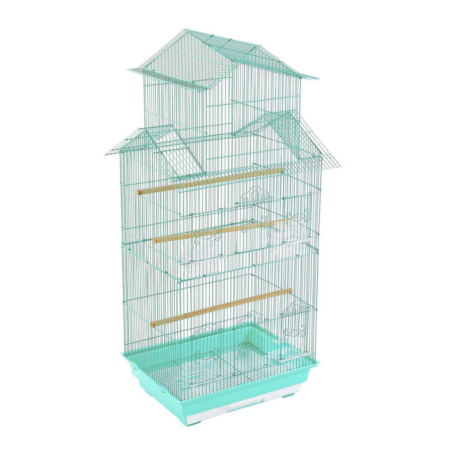 Outdoor Simple Small Portable Light Parrot Cage Folding Finch Birdcage Product with Roof Tray