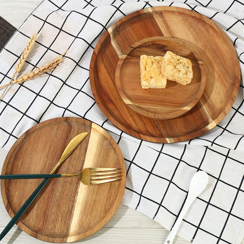 Latest Design Serving Tray Luxury Home Hotel Restaurant Use Coffee Table Round Wood Tray