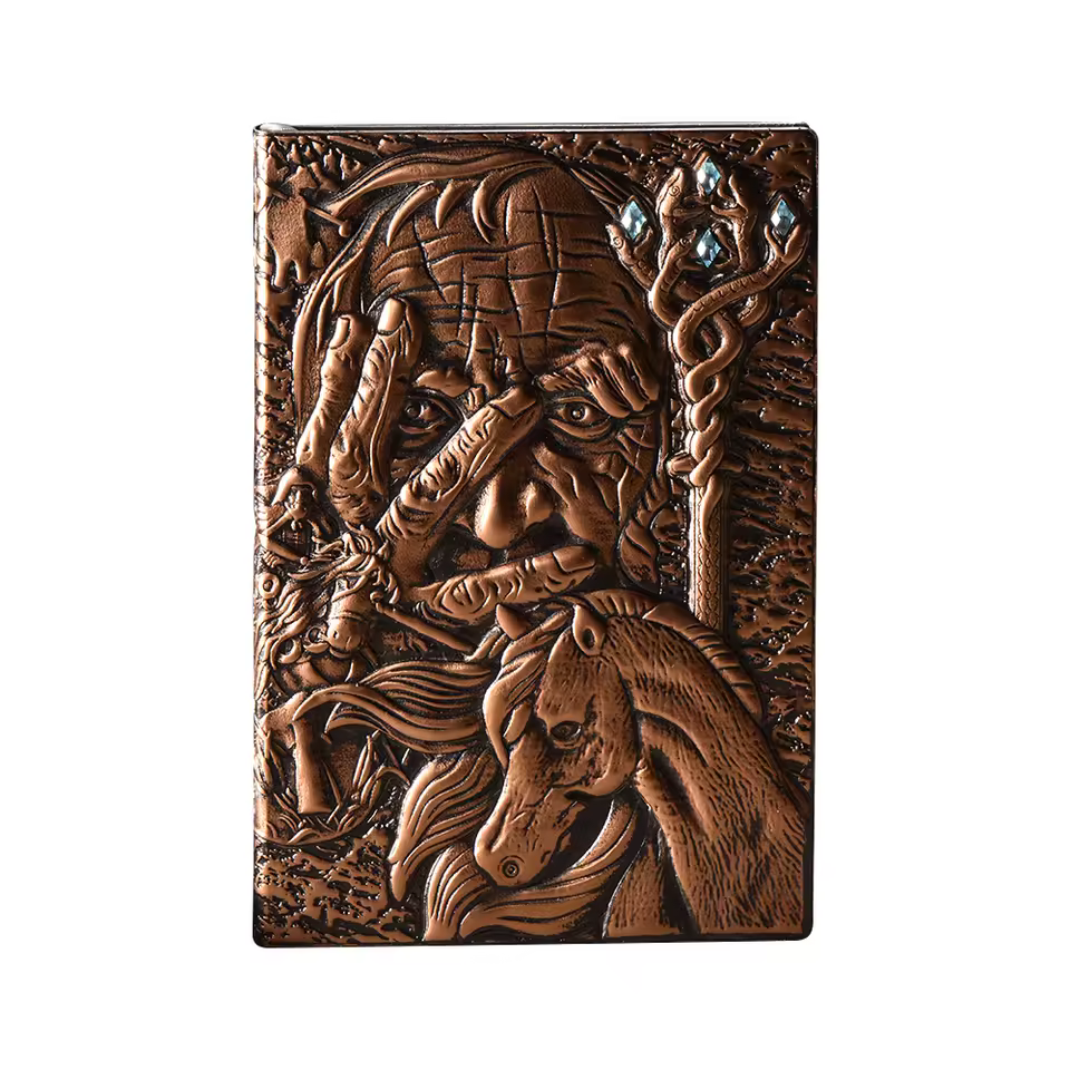 A5 Magic Leather Hard Cover Notebook,Classic Creative 3d Embossed Leather Planner,Notebook Vintage