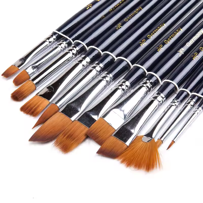 Art Supply 12pcs Art Painting Brush Assorted Set For Acrylic Watercolor Gouache