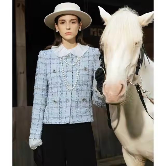 Women's High Quality Jade Tweed Jacket Elegant Casual Style With Luxury Wool Lining Winter Trendy Knitted Fabric Made In Vietnam