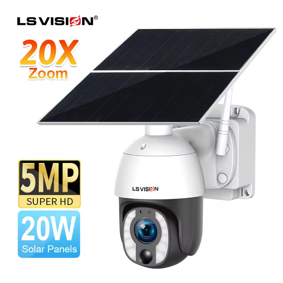 Ls Vision 5mp Outdoor Uhd 20w 4g Solar Powered Security Cctv Lte Ptz Camera Manufacturer For Farm Construction Site Parking Lot
