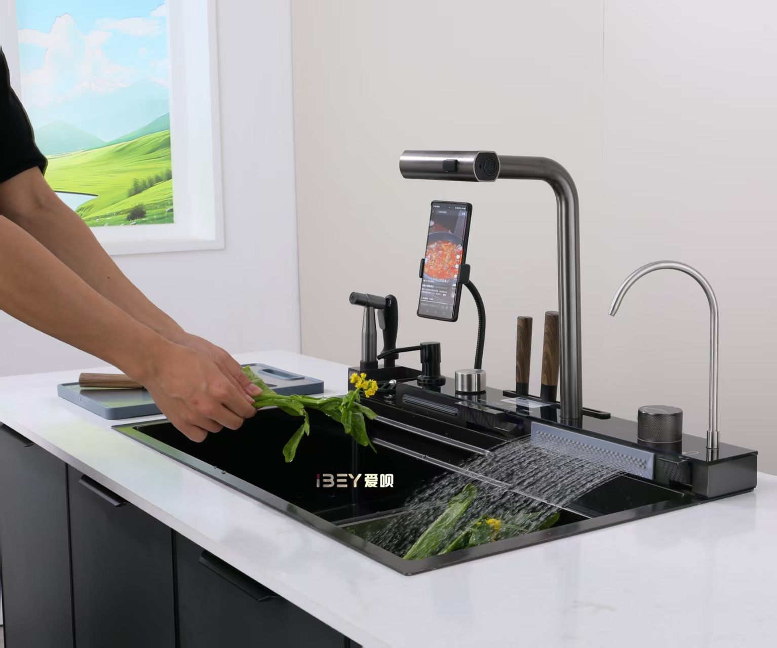 Intelligent Top Mount Kitchen Sink with Drain Parts High Pressure Glass Cleaner