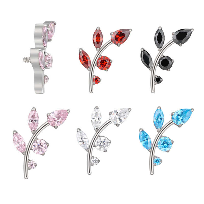 Ready to Ship Ear Stud Labret G23 Titanium Nose Lip Ring Vine Internally Threaded Top Earring Piercing Jewelry Wholesale