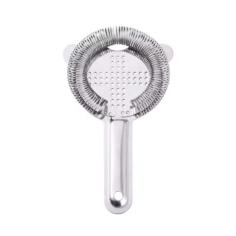 Disposable Cross Mouth Water Filter With Bar Utensils Stainless Steel Spring Ice Filter Metal Material