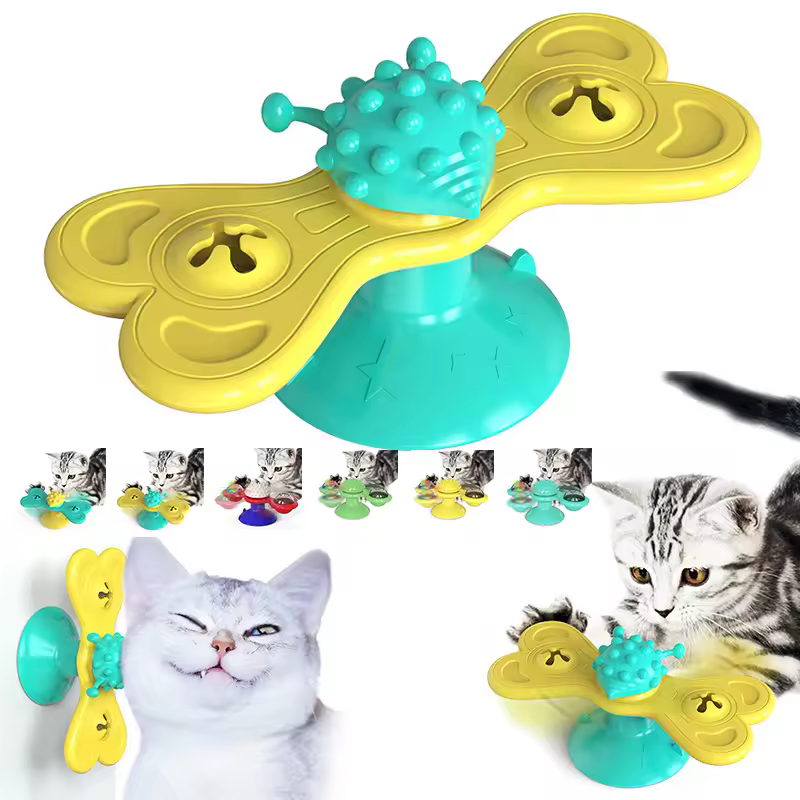 Wholesale Cheap Tpr Rubber Interactive Toy Butterfly Spin Windmill Cat Wheel Toy Catnip Cat Toy