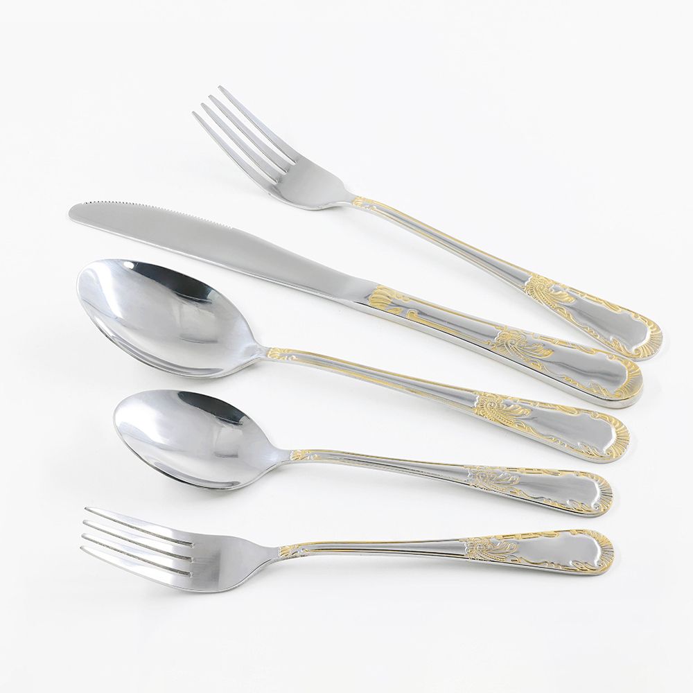 New Design Dinnerware Cookware Cutlery Set Stainless Steel with Golden Handle