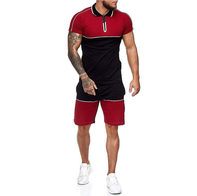 Short Sleeve Sports Casual Men Clothing Summer Gym Fitness Cotton Tracksuits 2PCS Set T-Shirts and Shorts