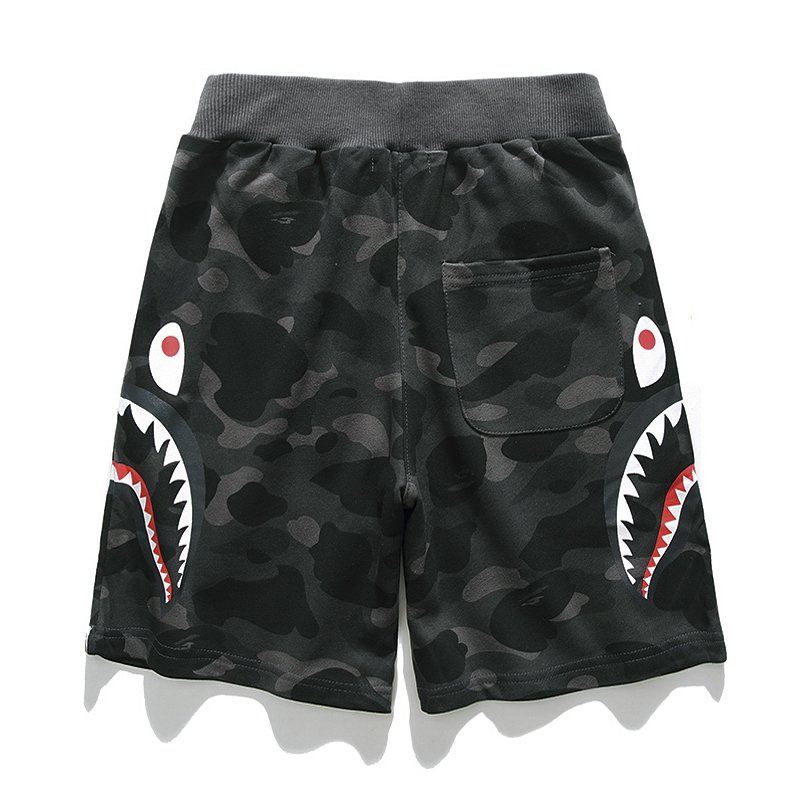 Men's Ready Stock Shorts with Ape Head and Shark Face Print