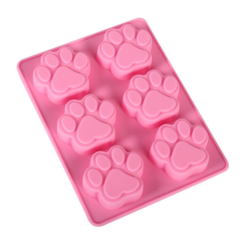in Stock Silicone Bakeware Food Grade Cat Dog Paw Shaped Silicone Soap Mold