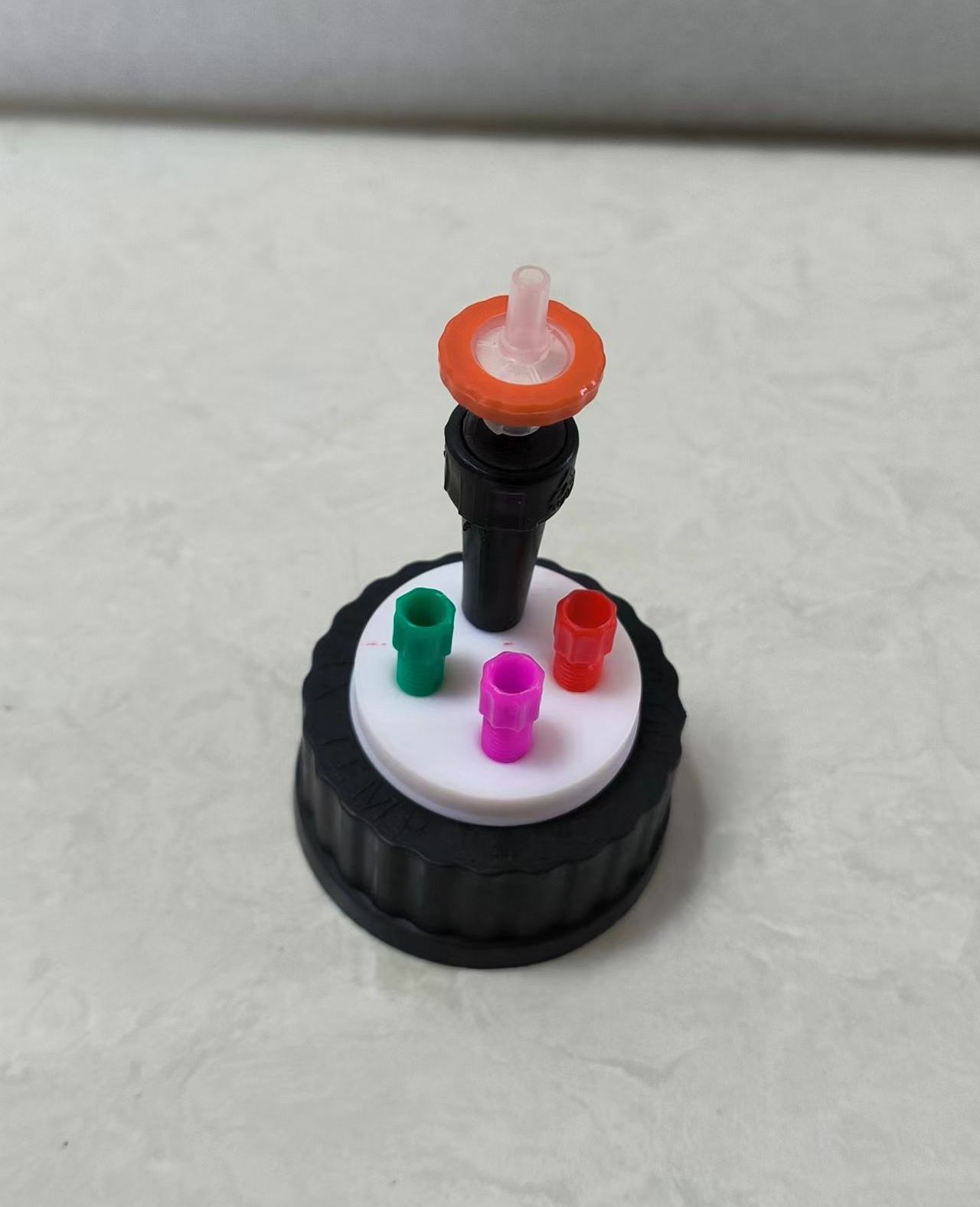 Electrode Holder Cap: Gl45 Labware Screw Closure Size, PBT, PTFE/Silicone, Open Top