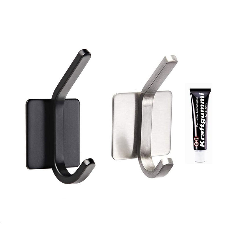 Modern Black Stainless Steel Wall Clothes Hooks and Hangers Waterproof Robe Hooks for Hanging in Kitchen Bathroom Home