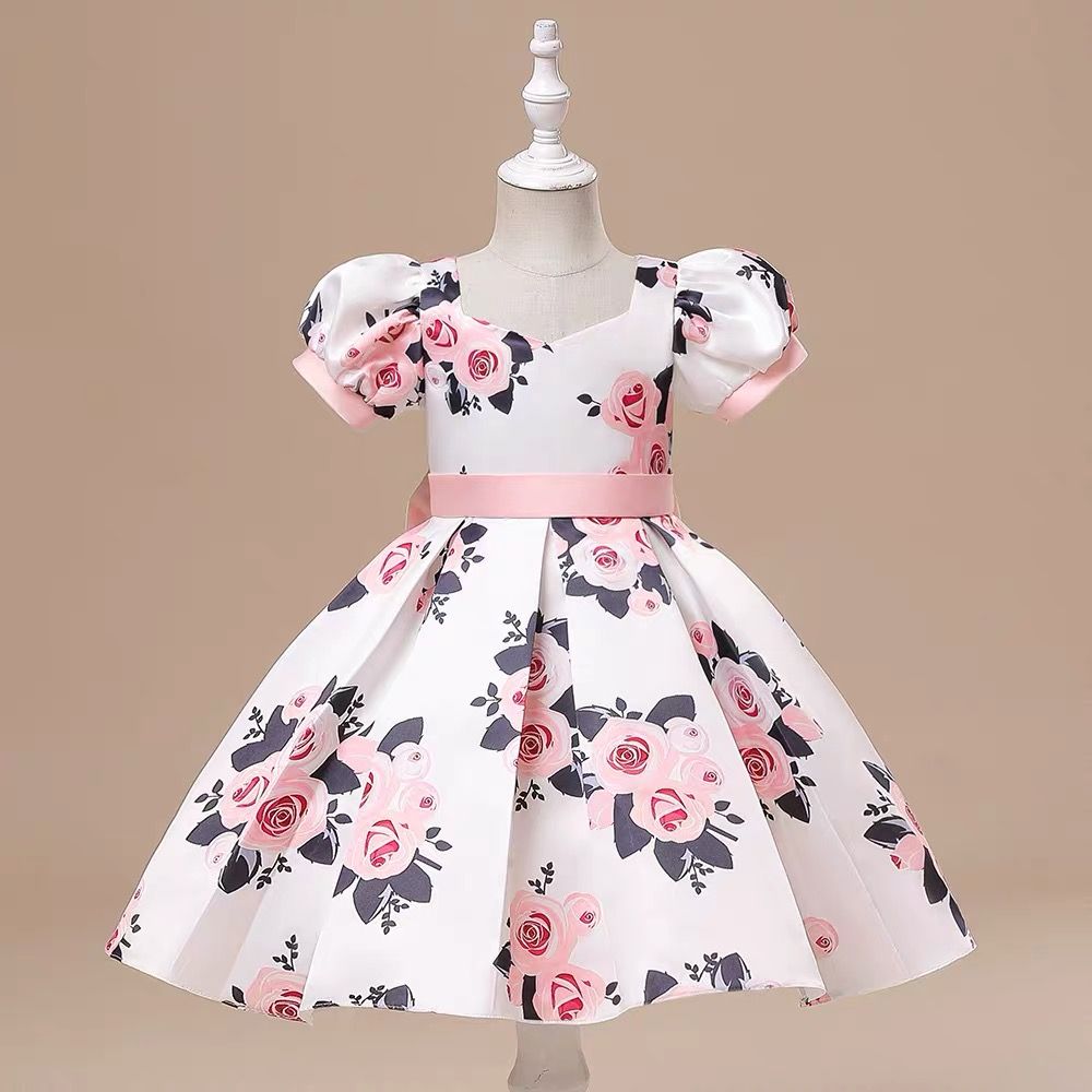 Summer Latest Cute Party Puffy Printed Children Dress