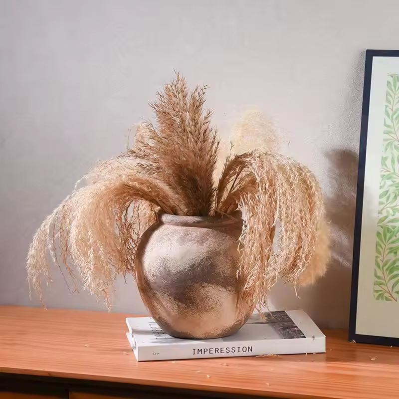 Msh Ceramic Vase Vintage Style Flower Arrangement House Home Accessories Ornament Premium Feeling Decorative Arrangement