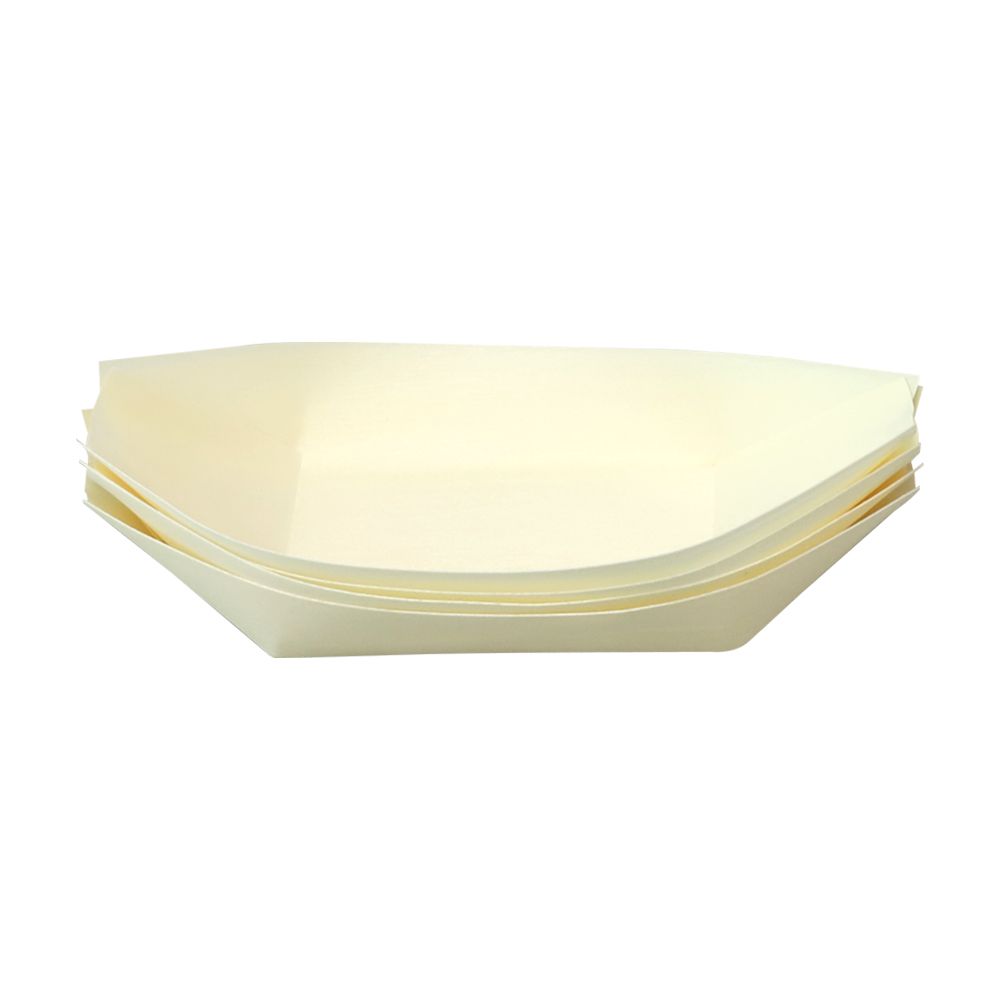 Factory Latest Eco-Friendly Material Degradable Wooden Boat Tray Plate for Party Weddings Picnic