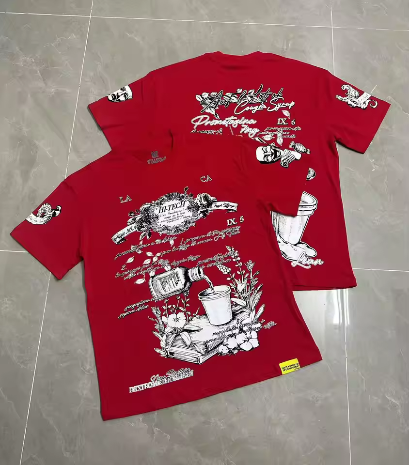 Wholesale Luxury Brand That's A Awful Lot Of Cough Syrup Red Men's Tshirt Custom 100% Cotton Graphic Print Casual T Shirts Men